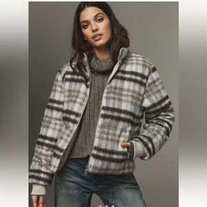 Anthropologie Central Park West Brushed Zip-Up Bomber Jacket